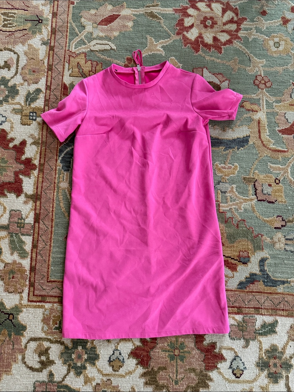 Bright Pink Short Sleeve Mini Shift Dress